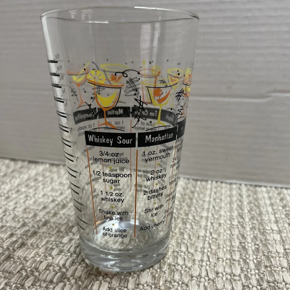 Vintage Style Cocktail Recipe Mixing Glass 12oz Measured Barware‎
